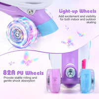 Kids Roller Skates for Toddlers Ages 7-9 with 4 Light-up Wheels for Outdoor Activities
