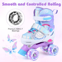 Kids Roller Skates for Toddlers Ages 7-9 with 4 Light-up Wheels for Outdoor Activities