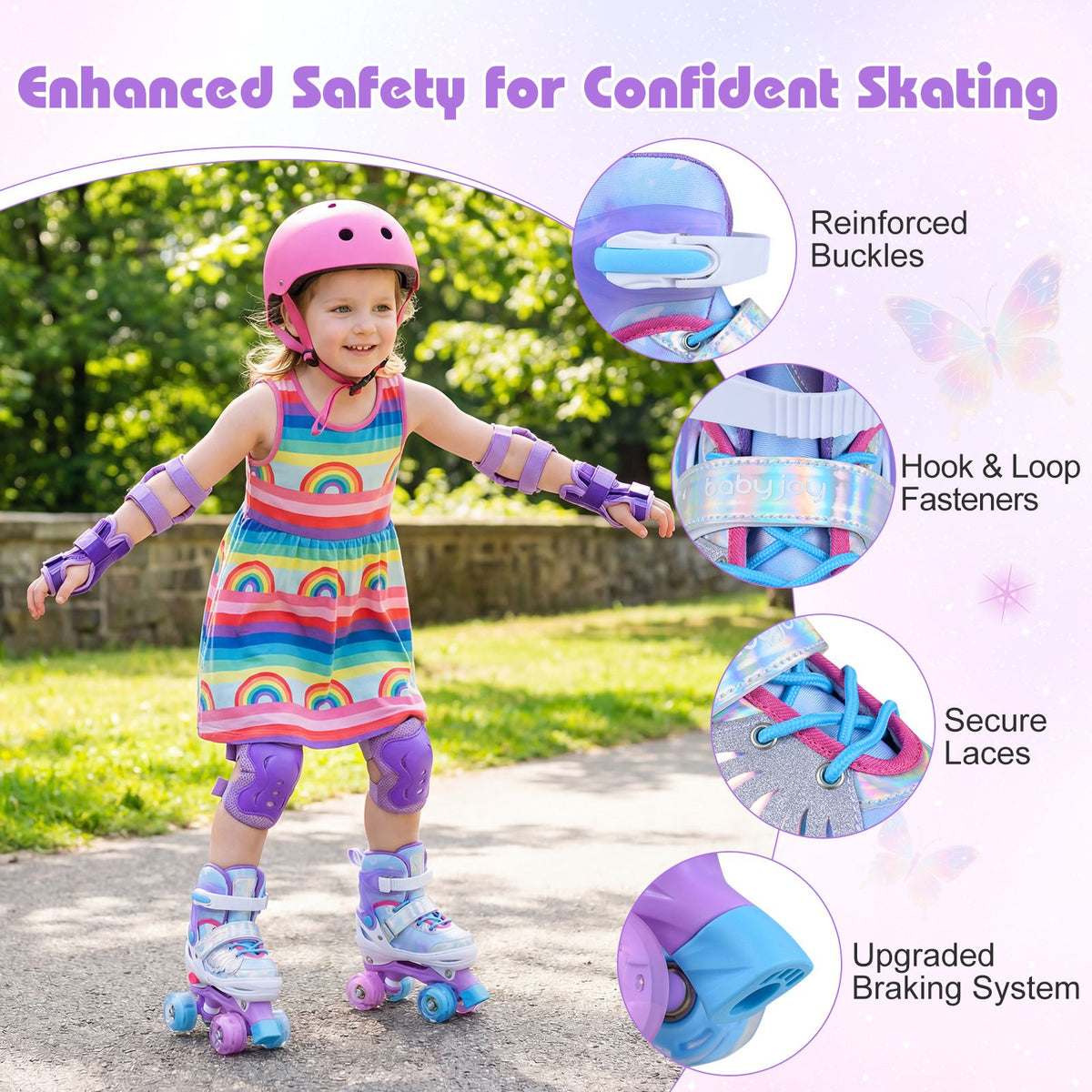 Kids Roller Skates for Toddlers Ages 7-9 with 4 Light-up Wheels for Outdoor Activities