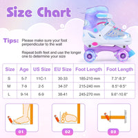 Kids Roller Skates for Toddlers Ages 7-9 with 4 Light-up Wheels for Outdoor Activities