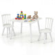 Kids Table and 2 Chairs Set Wooden Activity Table with Curved Spindle Back