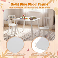 Kids Table and 2 Chairs Set Wooden Activity Table with Curved Spindle Back