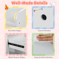 Kids Vanity Desk with Lights Princess Bunny Makeup Table with Lighted Mirror