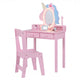 Kids Vanity Set with Lighted Unicorn Mirror and Stool for Girls