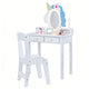 Kids Vanity Set with Lighted Unicorn Mirror and Stool for Girls