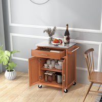 Kitchen Island on Wheels w/ Storage Drawer & Stainless Steel Countertop Adjustable Shelf