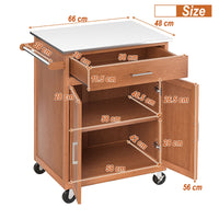 Kitchen Island on Wheels w/ Storage Drawer & Stainless Steel Countertop Adjustable Shelf