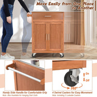 Kitchen Island on Wheels w/ Storage Drawer & Stainless Steel Countertop Adjustable Shelf
