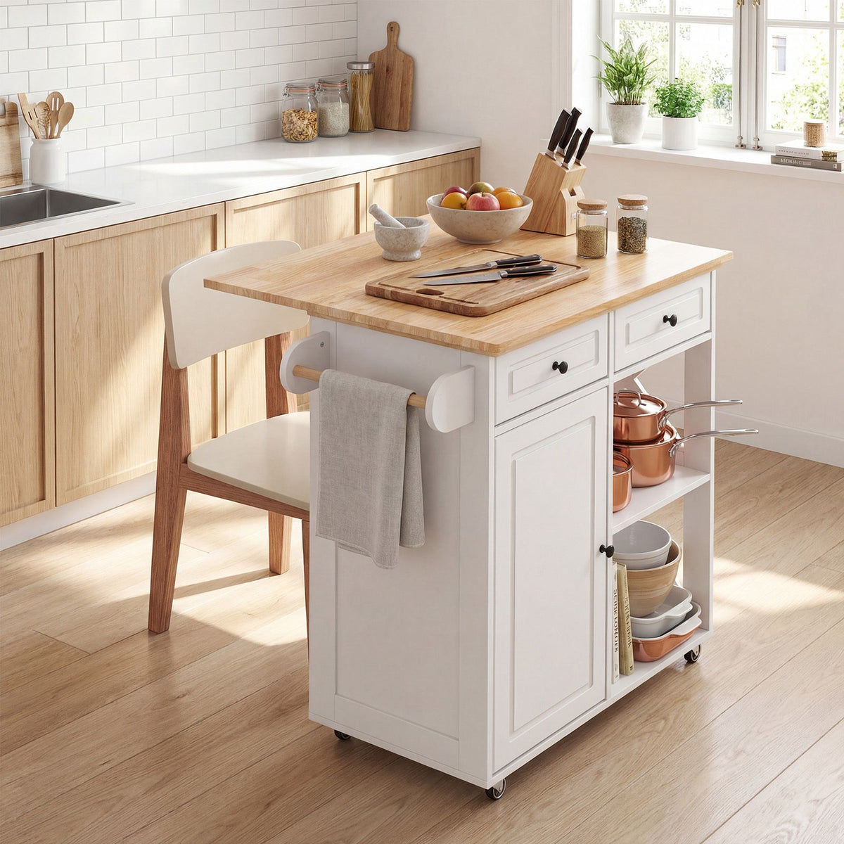 Kitchen Island with Drop Leaf Countertop