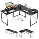 L-Shaped Computer Desk 240cm Long 2-Person Desk with Power Outlets and Monitor Stand