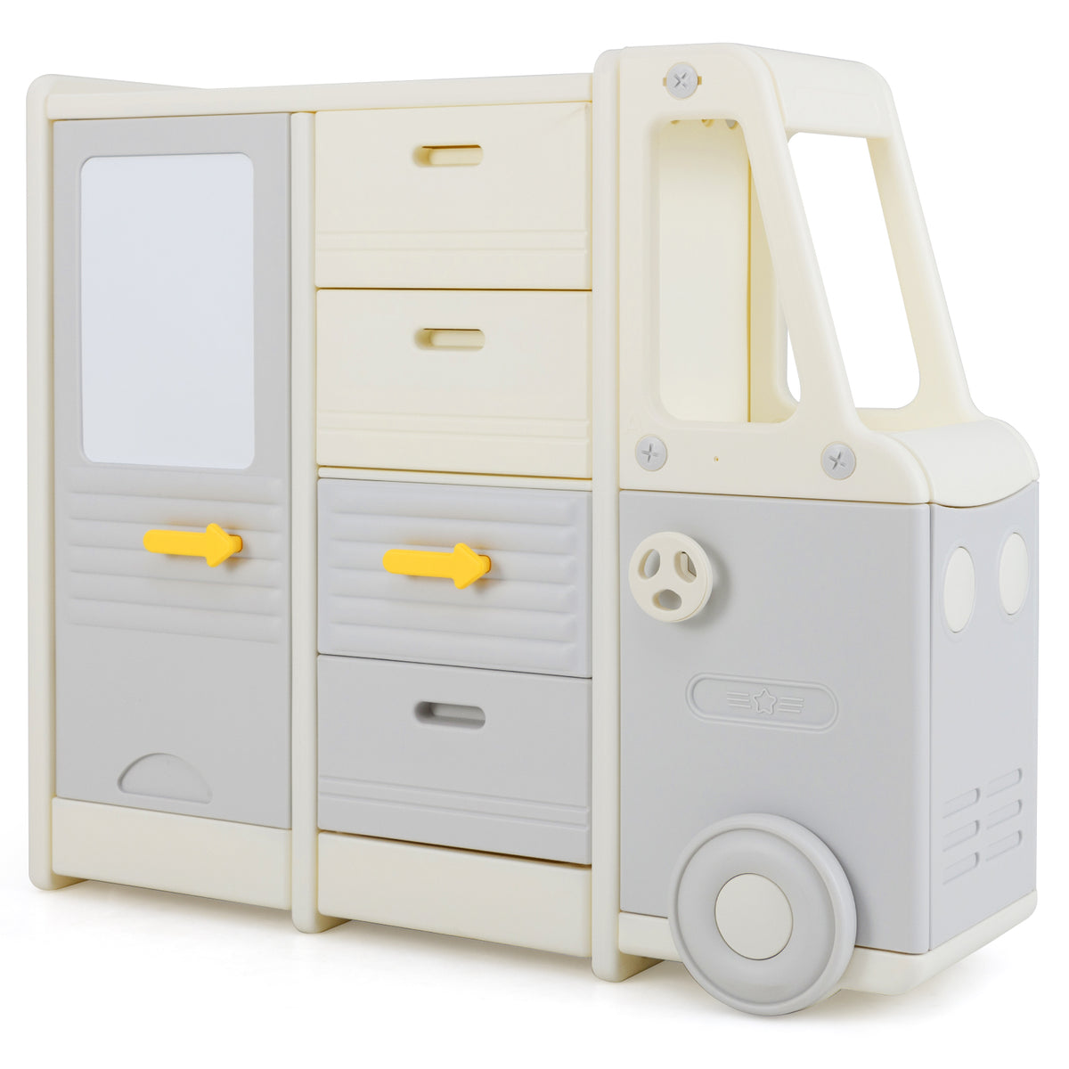 Bus-shaped Children Cabinet w/ 4 Pull-out Drawers with Handles