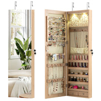Mirror Jewelry Armoire, Wall Mounted/Over Door Jewelry Organizer
