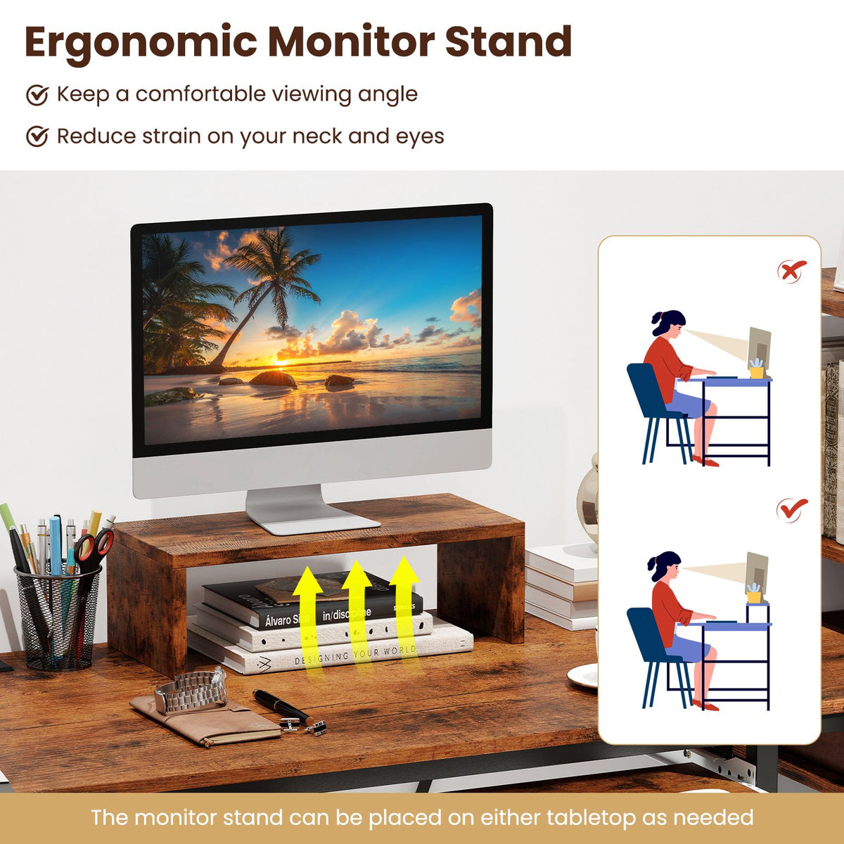 L Shaped Desk with Storage Shelves Corner Computer Desk with Charging Station