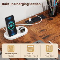 L Shaped Desk with Storage Shelves Corner Computer Desk with Charging Station