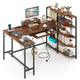 L Shaped Desk with Storage Shelves Corner Computer Desk with Charging Station