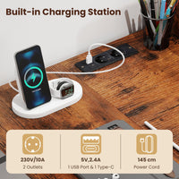 L Shaped Desk with Storage Shelves Corner Computer Desk with Charging Station
