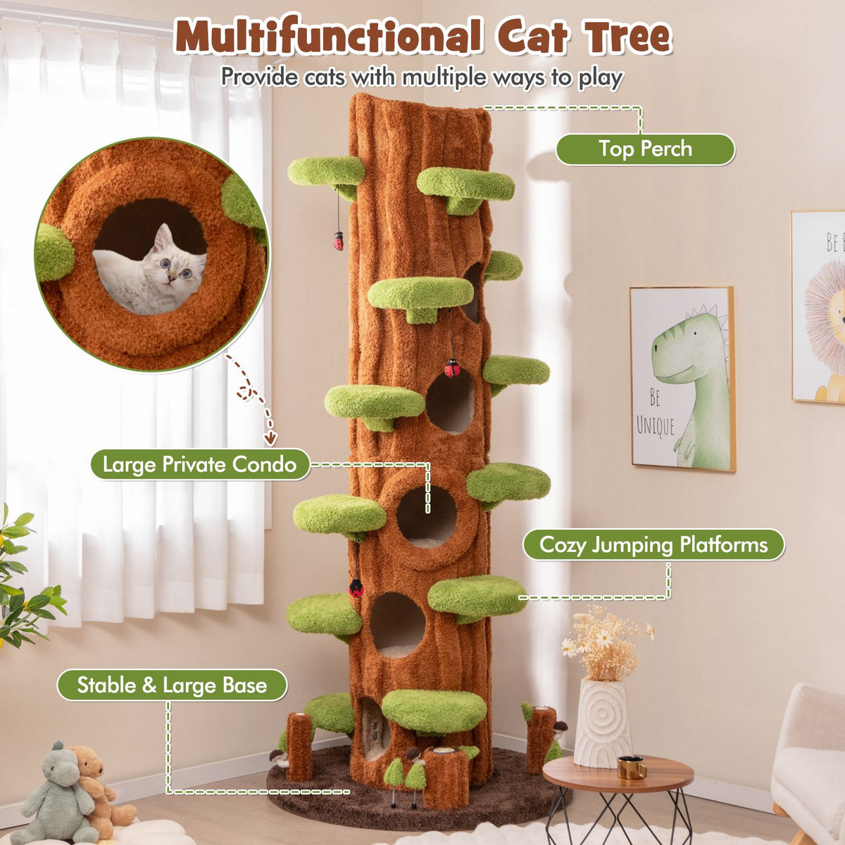 Large Cat Tree Multi-layer Cat Tower with Condos Sisal Scratching Board