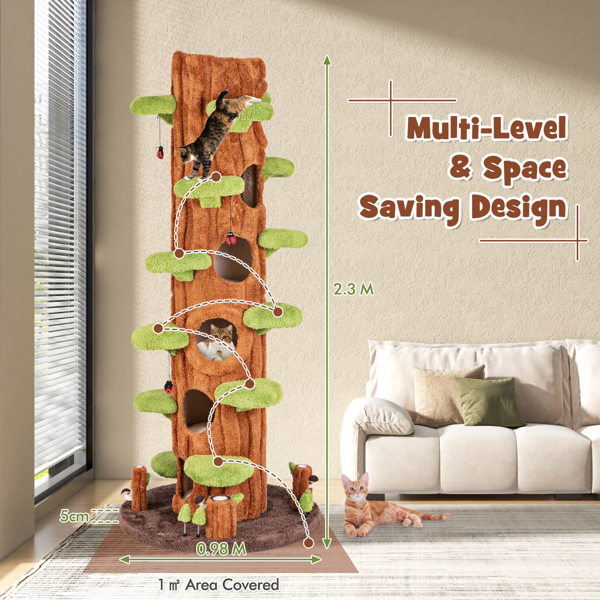 Large Cat Tree Multi-layer Cat Tower with Condos Sisal Scratching Board