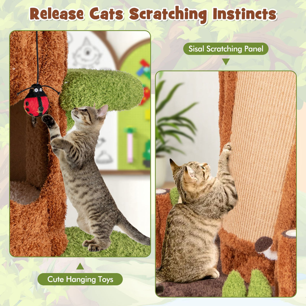 Large Cat Tree Multi-layer Cat Tower with Condos Sisal Scratching Board