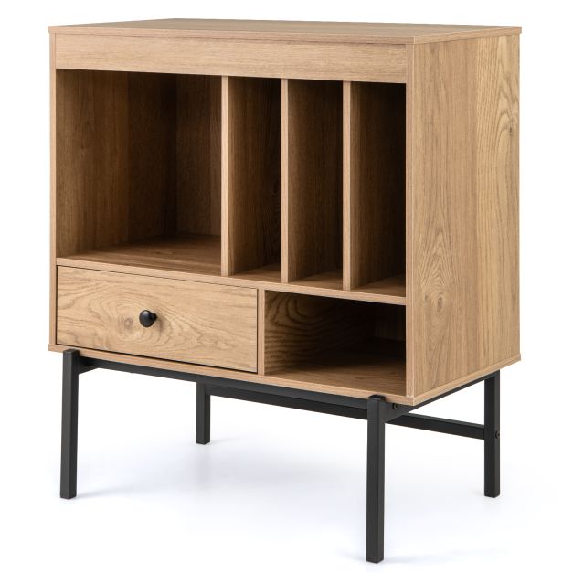 Large Record Player Stand with Open Compartments for Music Room