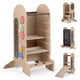 Toddler Learning Tower with Adjustable Height Chalkboard Slide and Safety Rails