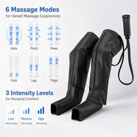 Leg Air Compression Massager with 6 Modes 3 Heat and Intensity Levels