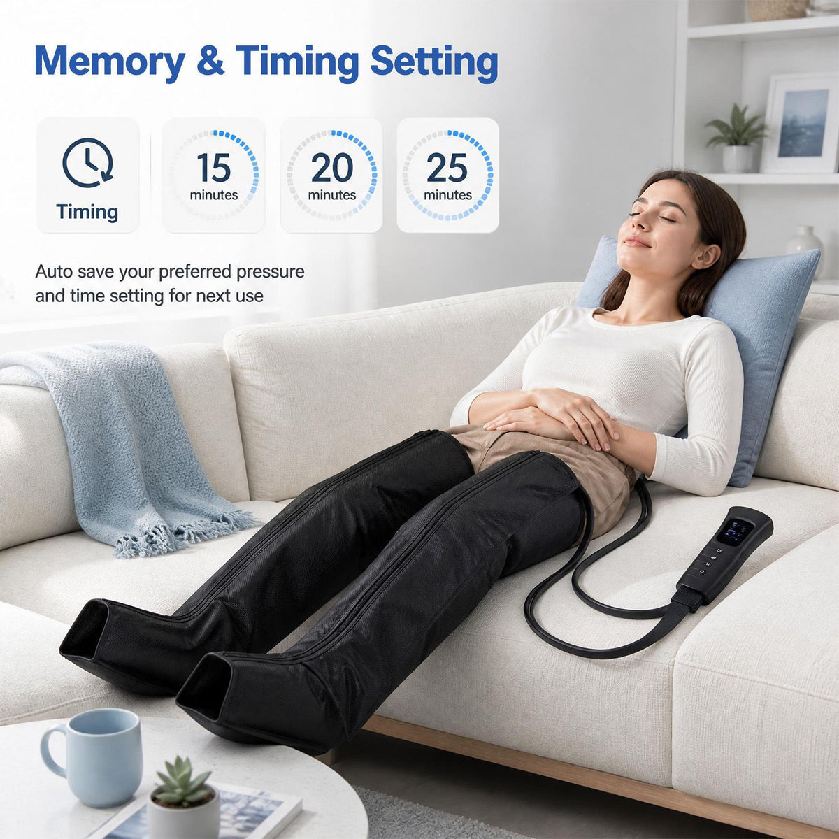 Leg Air Compression Massager with 6 Modes 3 Heat and Intensity Levels