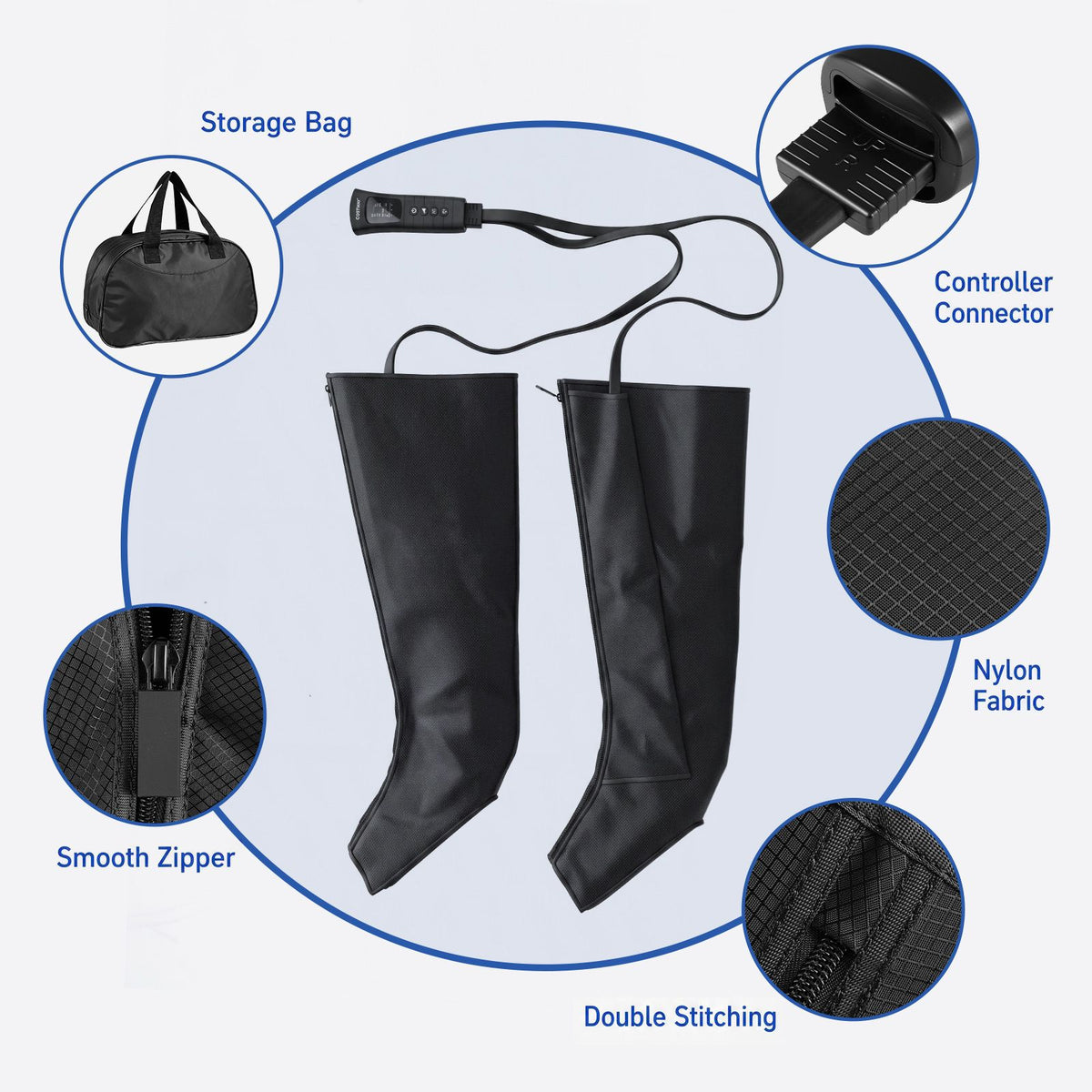 Leg Air Compression Massager with 6 Modes 3 Heat and Intensity Levels