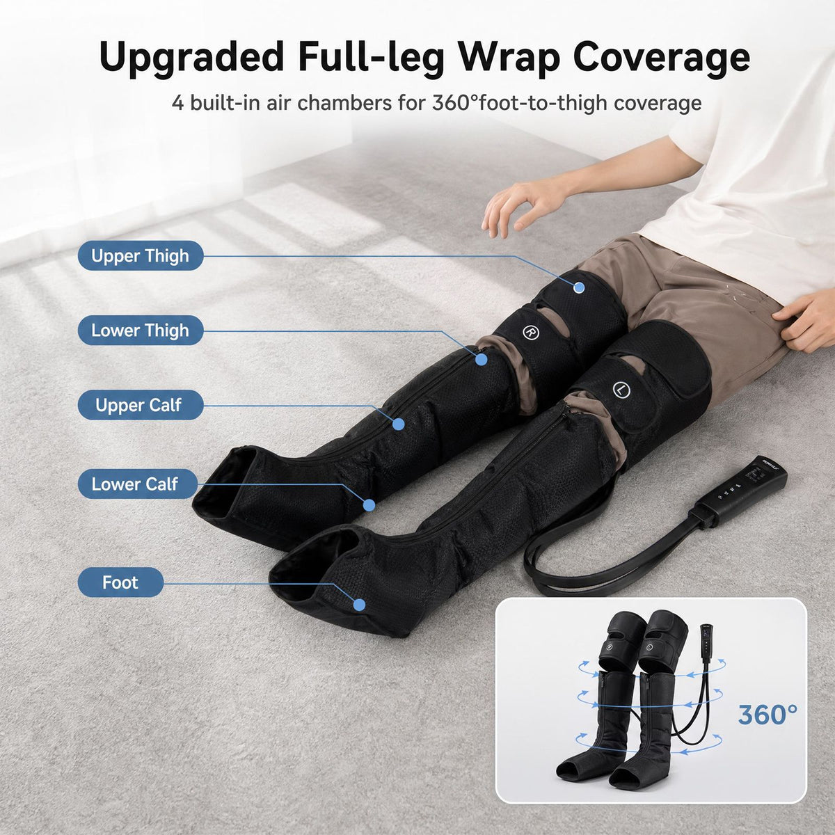 Leg Compression Massager with Heat for Pain Relief and Circulation