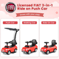 Licensed FIAT 3-in-1 Toddler Ride on Push Car with Canopy