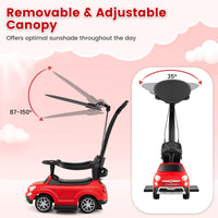 Licensed FIAT 3-in-1 Toddler Ride on Push Car with Canopy