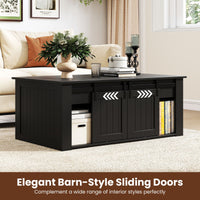 Lift Top Coffee Table 120cm with Barn Doors for Home