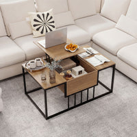 Accent Tea Table Lift Top with Storage for Office Reception or Home