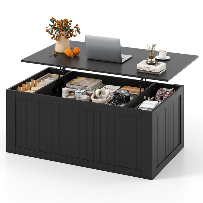 Lift Top Coffee Table 120cm with Barn Doors for Home