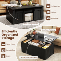 Lift Top Coffee Table 120cm with Barn Doors for Home