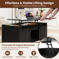 Lift Top Coffee Table 120cm with Barn Doors for Home