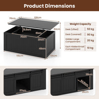 Lift Top Coffee Table 120cm with Barn Doors for Home