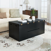 Lift Top Coffee Table with 4 Storage Stools and Hidden Compartment