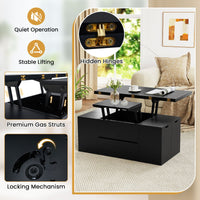 Lift Top Coffee Table with 4 Storage Stools and Hidden Compartment
