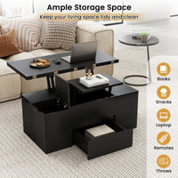 Lift Top Coffee Table with 4 Storage Stools and Hidden Compartment