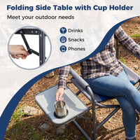 Lightweight Folding Camping Chair with Side Table and Cup Holder