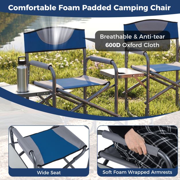 Lightweight Folding Camping Chair with Side Table and Cup Holder