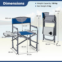 Lightweight Folding Camping Chair with Side Table and Cup Holder
