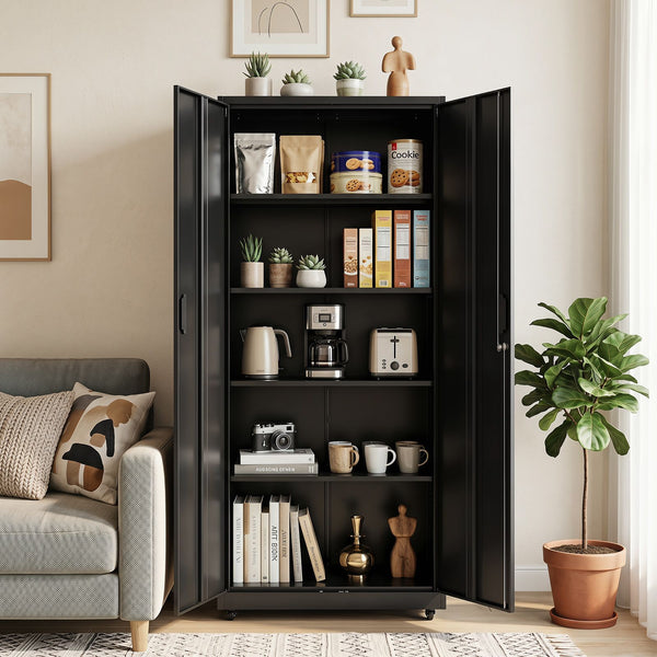 Lockable File Cabinet with 4 Wheels 2 Locks and Anti Tipping Kits