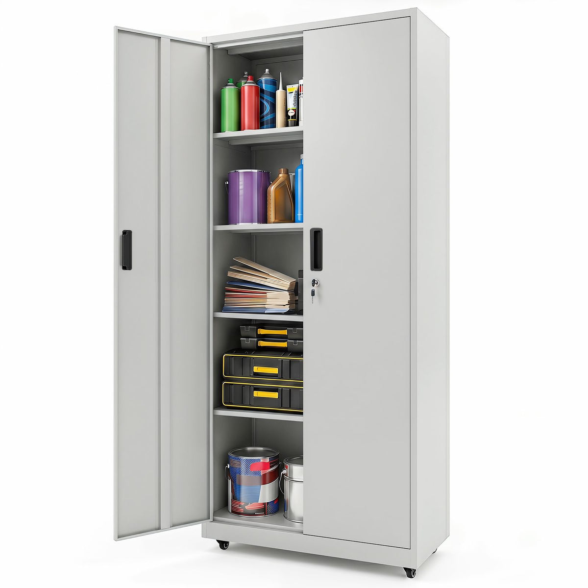 Lockable File Cabinet with 4 Wheels 2 Locks and Anti Tipping Kits