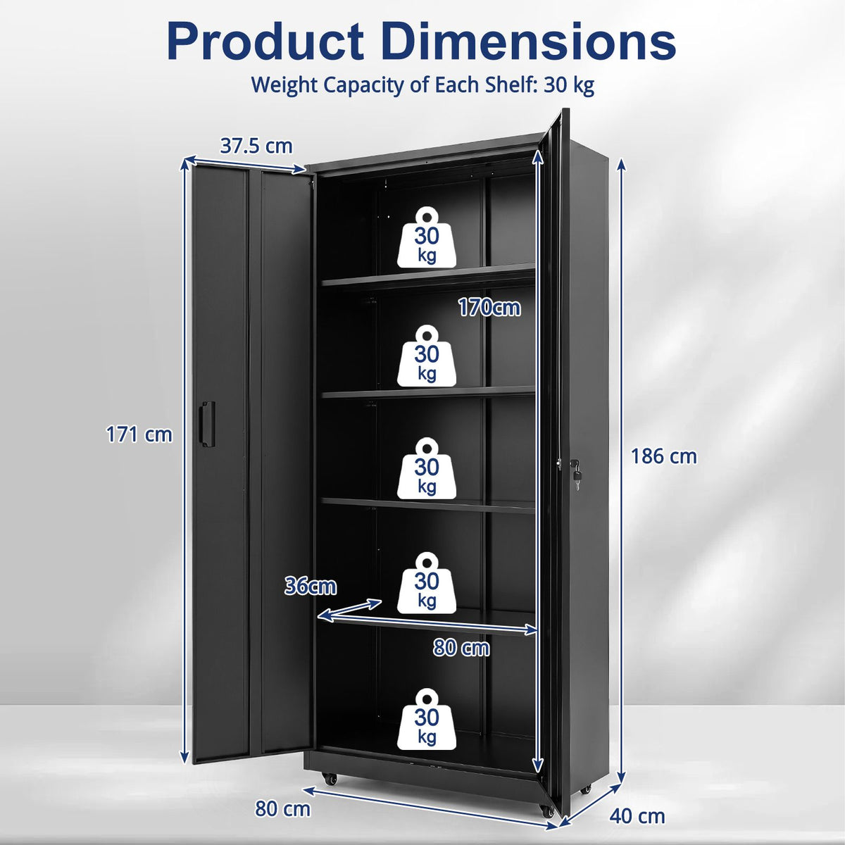 Lockable File Cabinet with 4 Wheels 2 Locks and Anti Tipping Kits