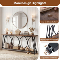Long Console Table with 2-Tier Storage and Heavy-Duty Metal Frame for Living Room
