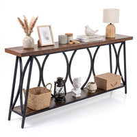 Long Console Table with 2-Tier Storage and Heavy-Duty Metal Frame for Living Room