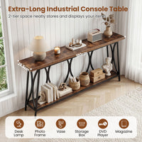 Long Console Table with 2-Tier Storage and Heavy-Duty Metal Frame for Living Room