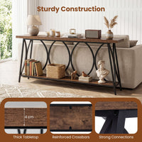Long Console Table with 2-Tier Storage and Heavy-Duty Metal Frame for Living Room